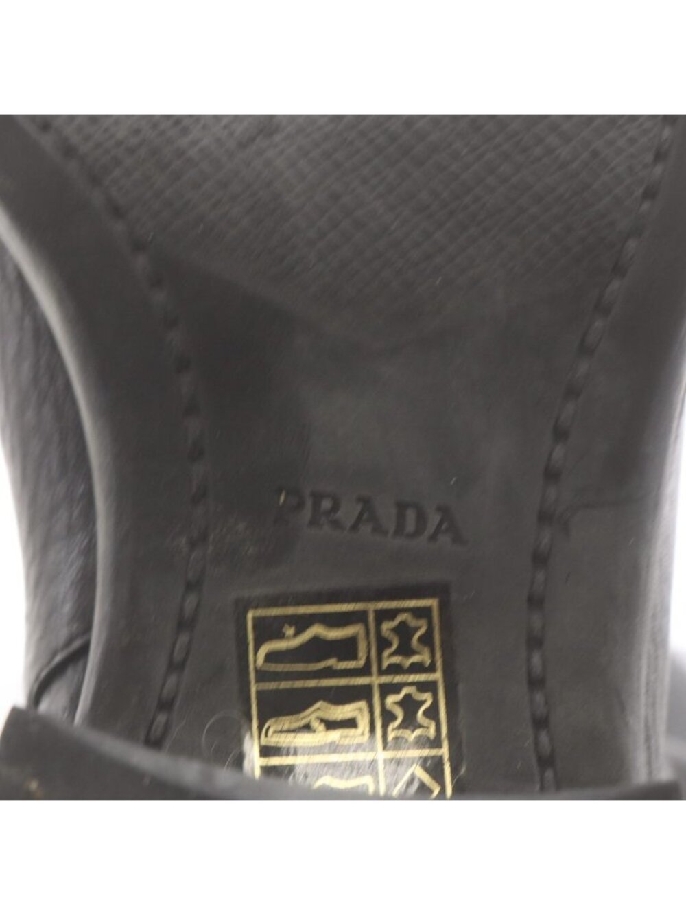 Prada Long Boots Chunky Heels Logo Leather Black - Picture 4 of 7